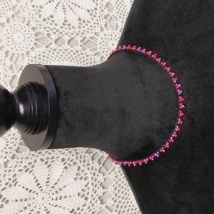 Bohemian Crochet Necklace, Red Handcrafted by Rust Belt Raised